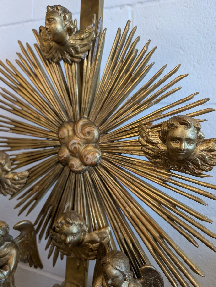 Altarino devozionale in legno scolpito e dorato a oro zecchino-photo-6