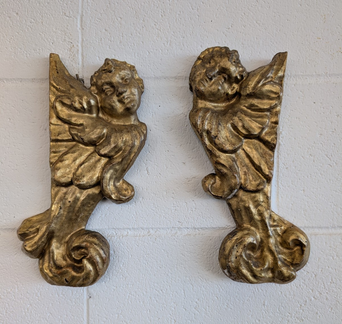 Coppia di fregi in legno scolpito e dorato – metà XVIII secolo-photo-1