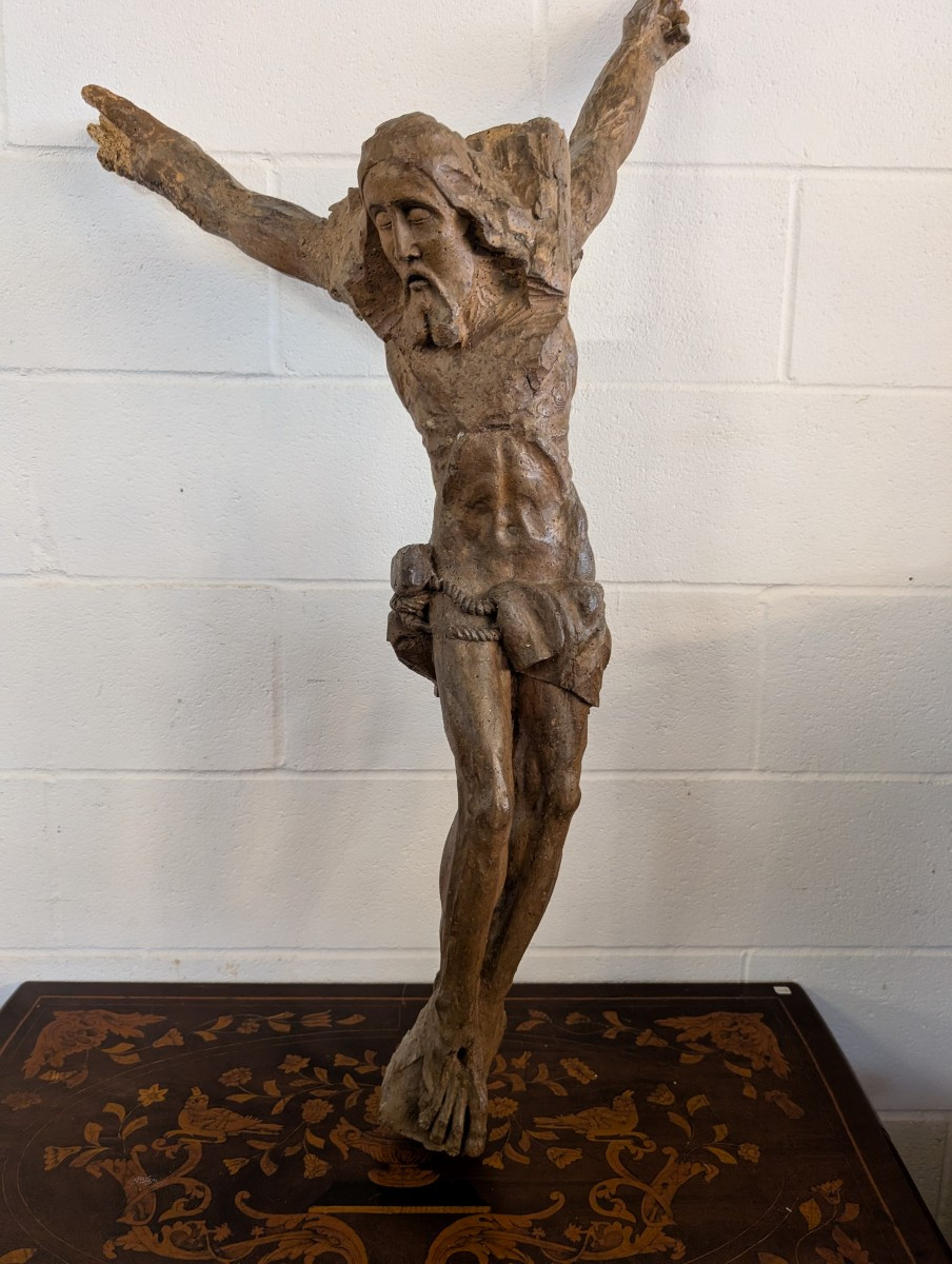 Cristo crocifisso in legno scolpito-photo-3