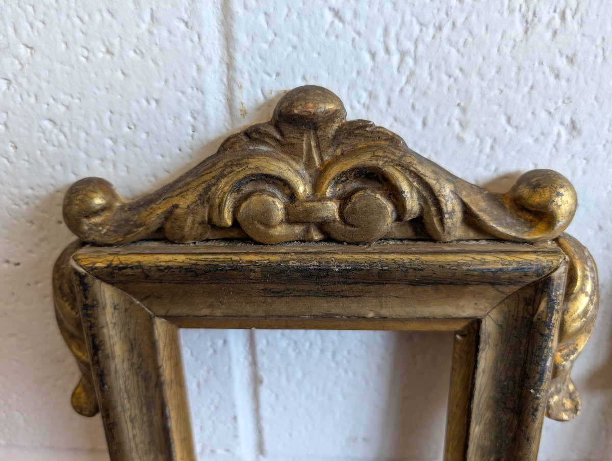 Coppia di cornici / ex cantaglorie in legno scolpito e dorato a mecca – metà XIX secolo-photo-1