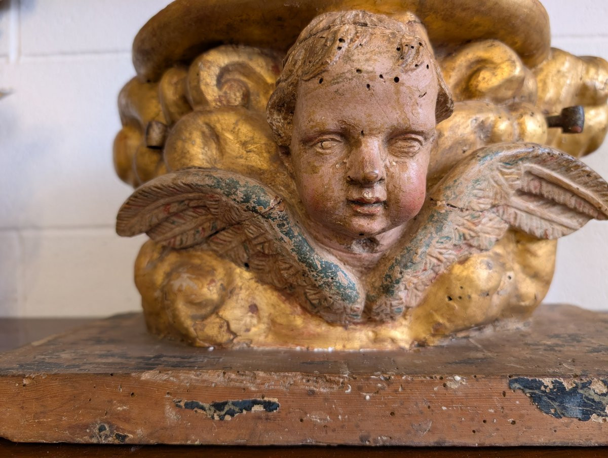 Base lignea scolpita e dorata, XVII secolo-photo-4