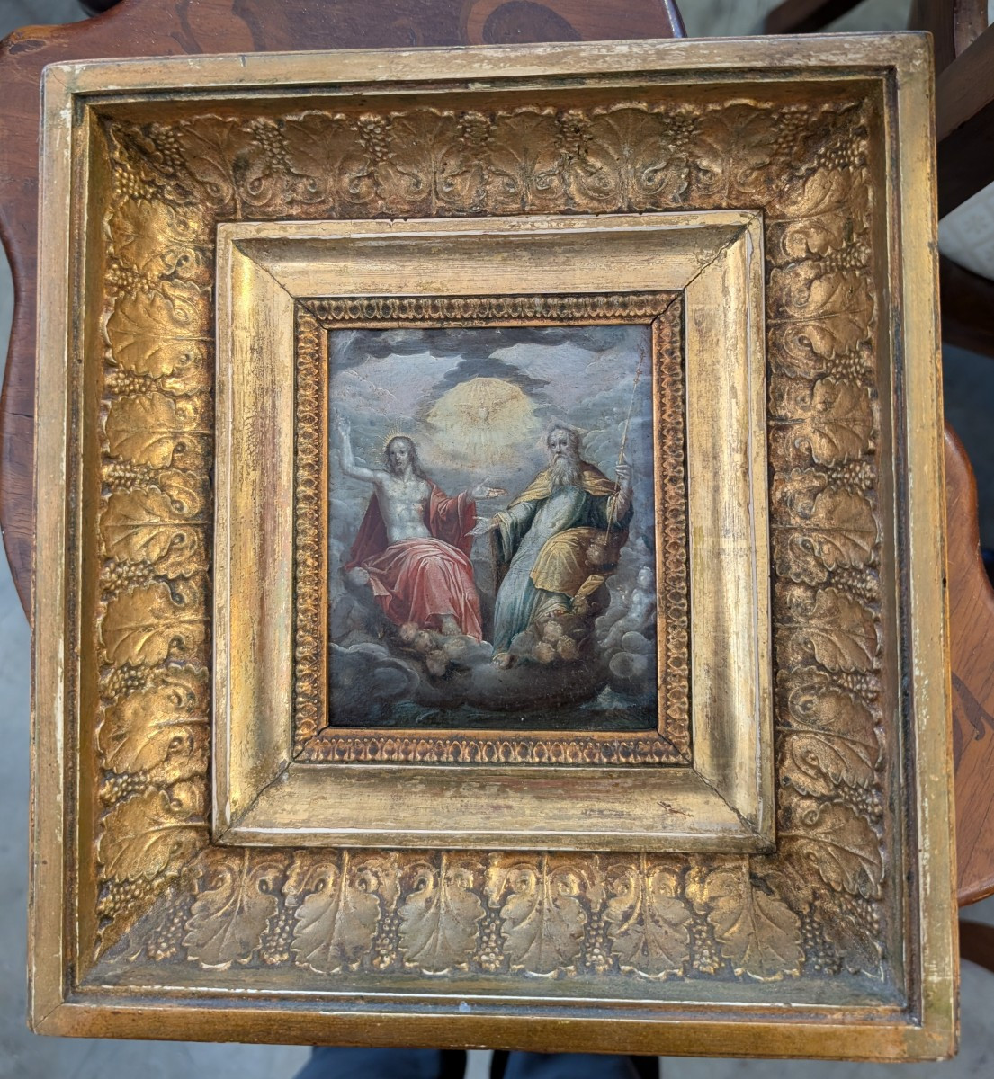 La Santissima Trinità – Olio su rame, Italia settentrionale, seconda metà del XVIII secolo-photo-2