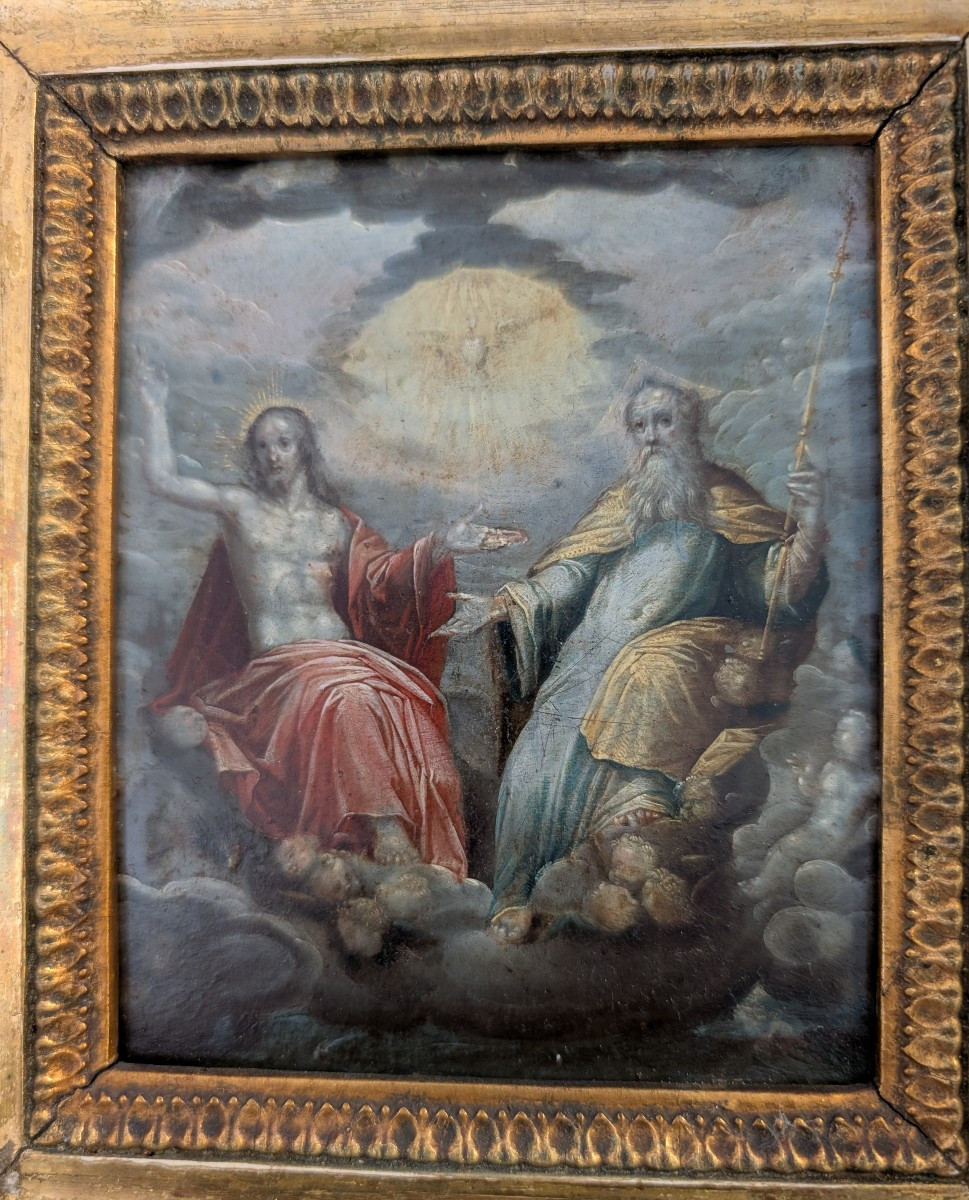 La Santissima Trinità – Olio su rame, Italia settentrionale, seconda metà del XVIII secolo-photo-3