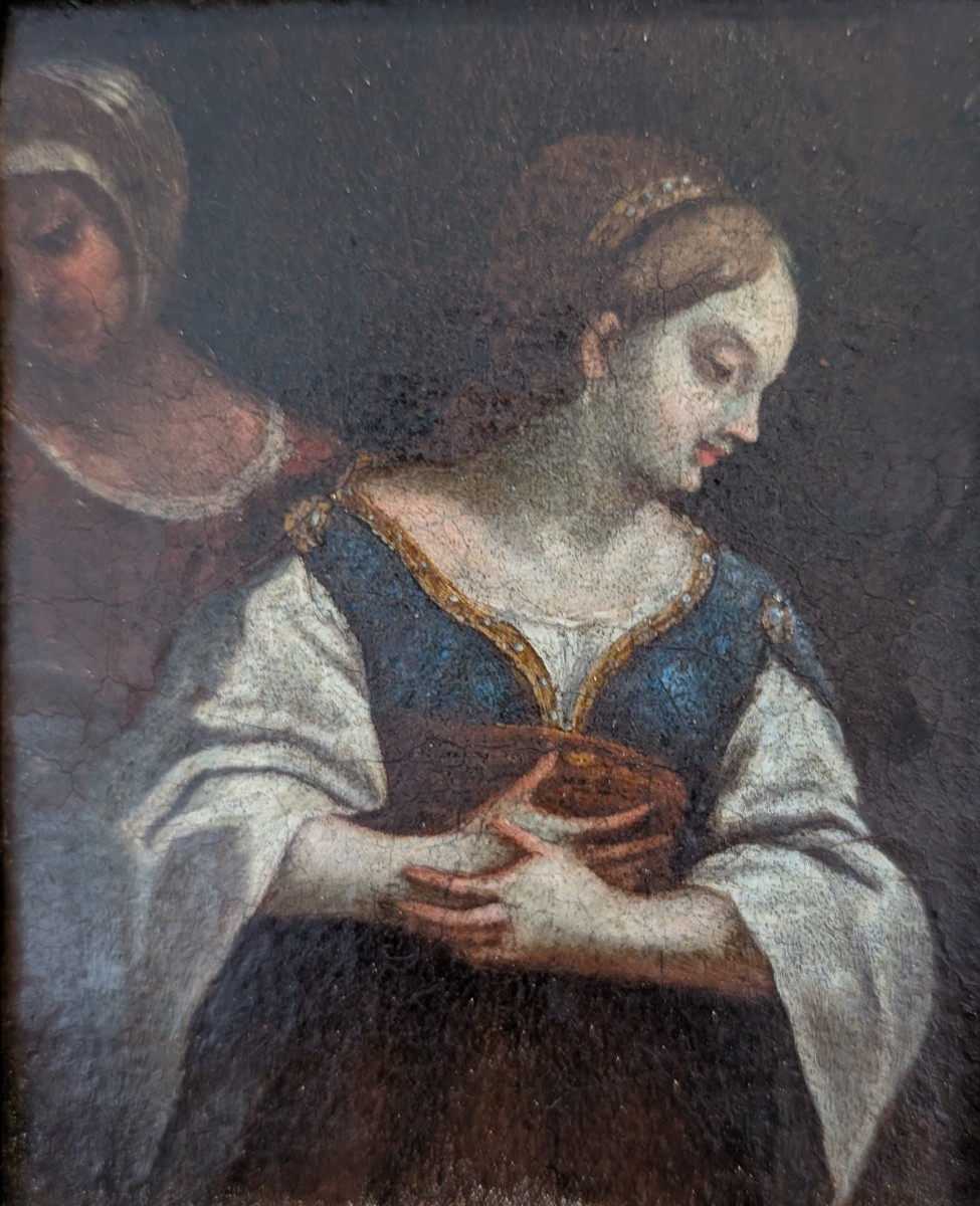 Madonna dell’Attesa con Sant’Anna – olio su tela applicata su tavola, fine XVIII secolo-photo-3