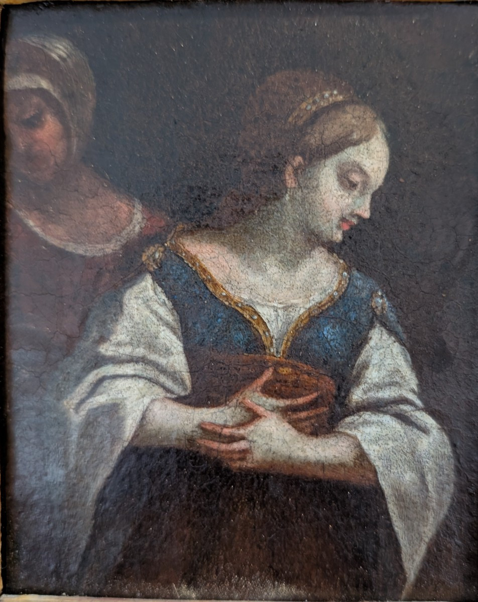 Madonna dell’Attesa con Sant’Anna – olio su tela applicata su tavola, fine XVIII secolo