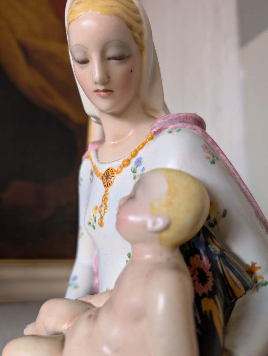 Madonna in Ceramica Ciamanna Torino – Scultura Sacra Anni ’50-photo-3