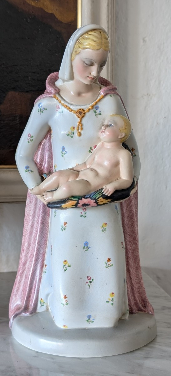 Madonna in Ceramica Ciamanna Torino – Scultura Sacra Anni ’50-photo-3