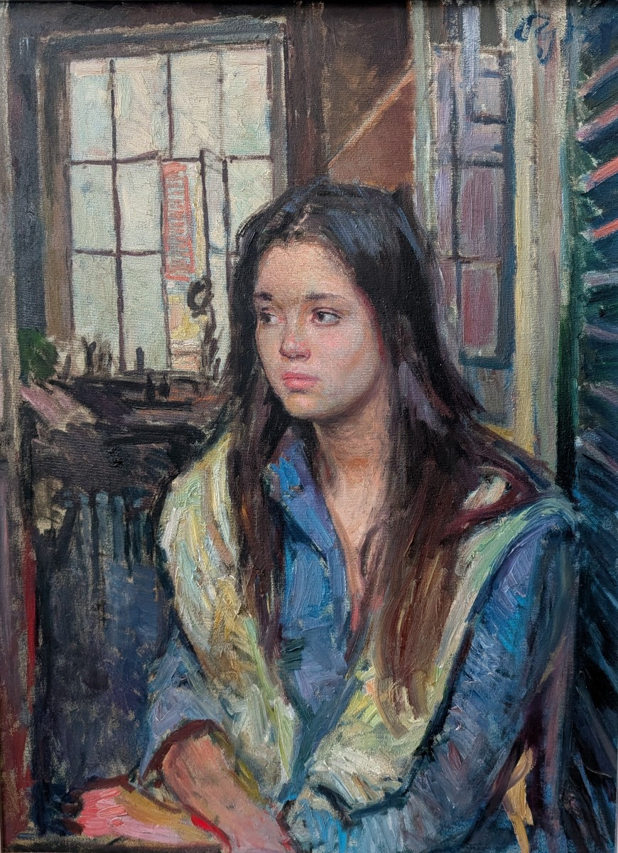 Dipinto Olio su Tela di Paulo Ghiglia – Ritratto Femminile – Anni ’60