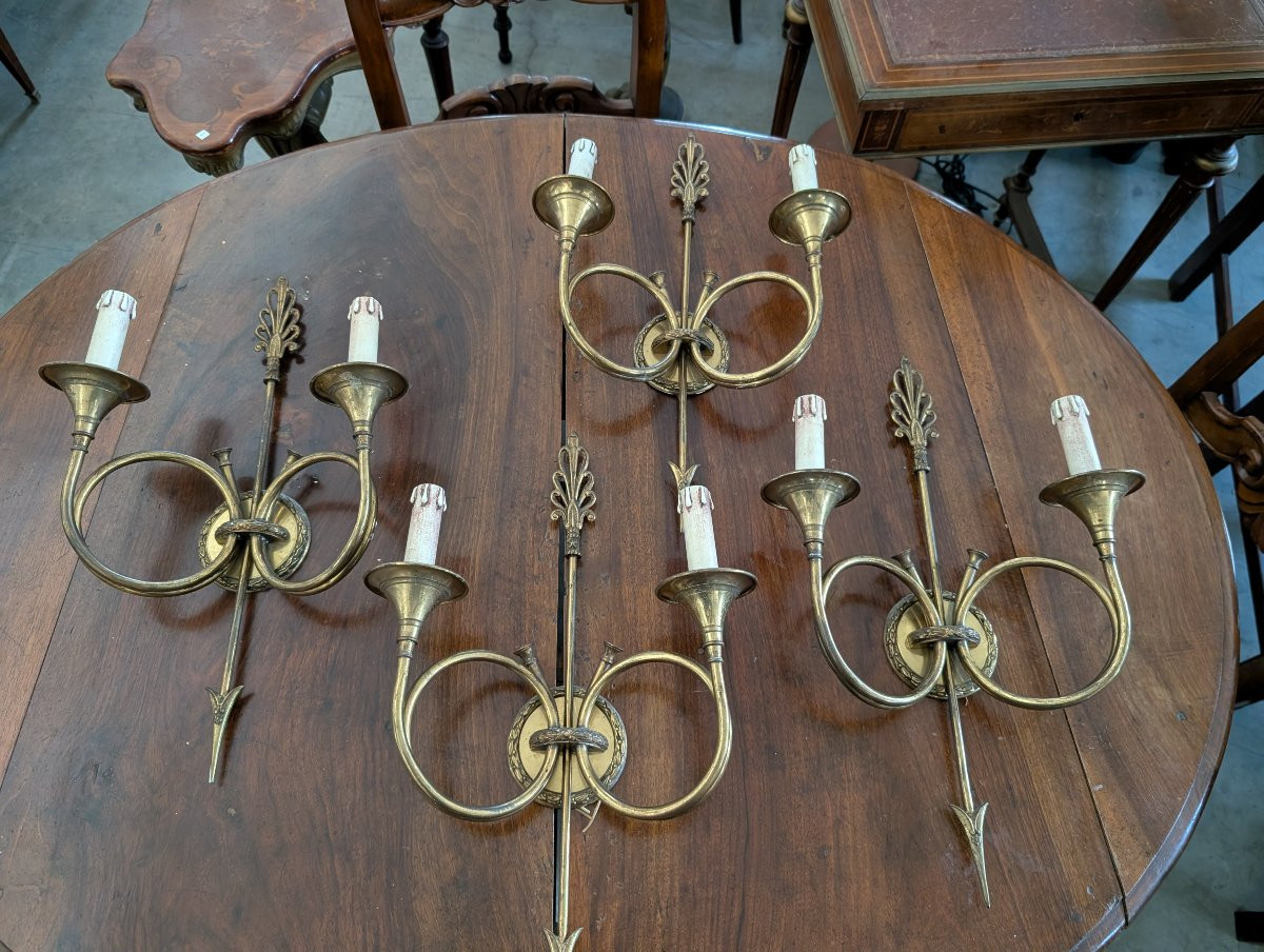 Coppie Di Applique Spagnole In Ottone Anni 50-photo-3