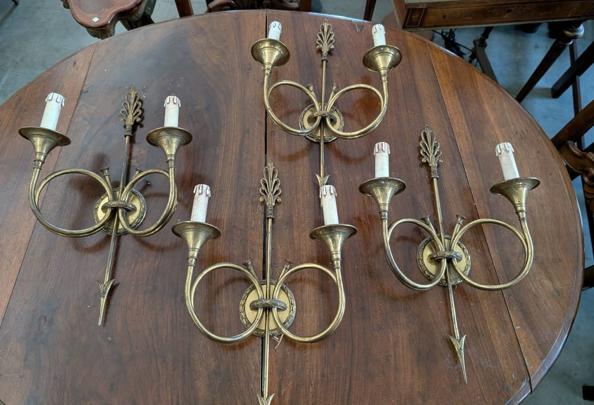 Coppie Di Applique Spagnole In Ottone Anni 50