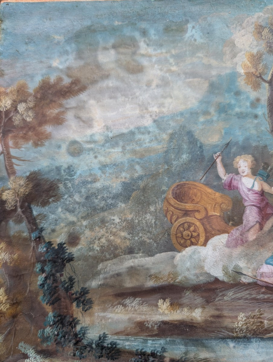 Gouache Luigi XV scena rococò XVIII secolo-photo-2