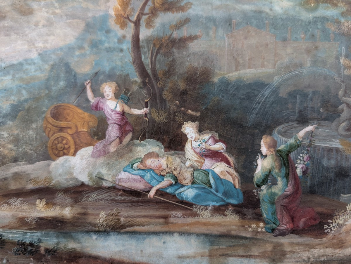 Gouache Luigi XV scena rococò XVIII secolo-photo-6