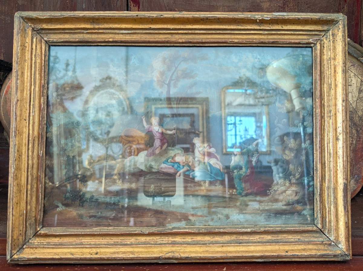 Gouache Luigi XV scena rococò XVIII secolo-photo-7