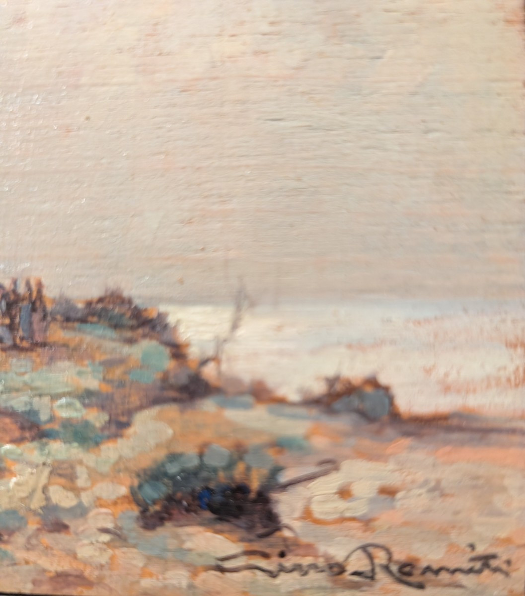 Gino Romiti Paesaggio Costiero Olio su Tavoletta-photo-3