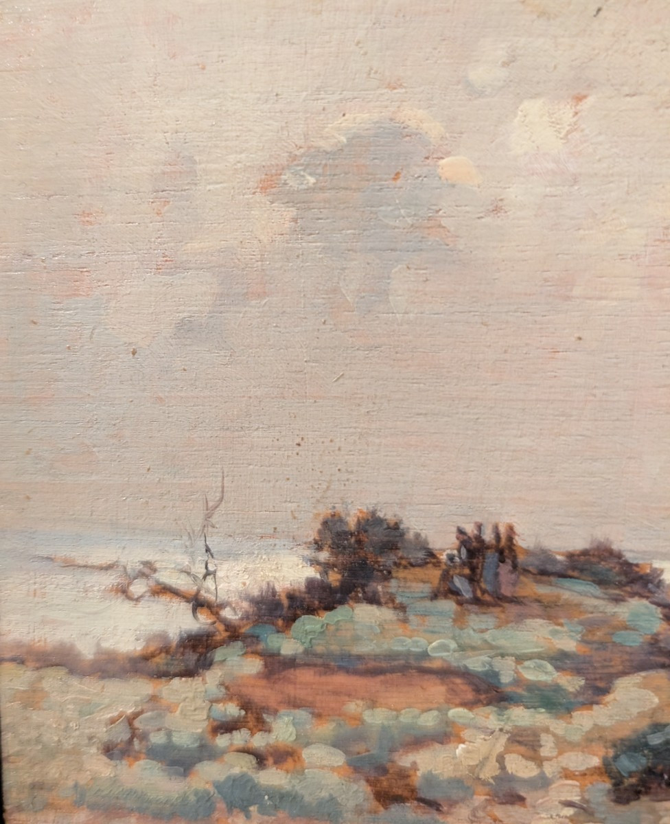 Gino Romiti Paesaggio Costiero Olio su Tavoletta-photo-1