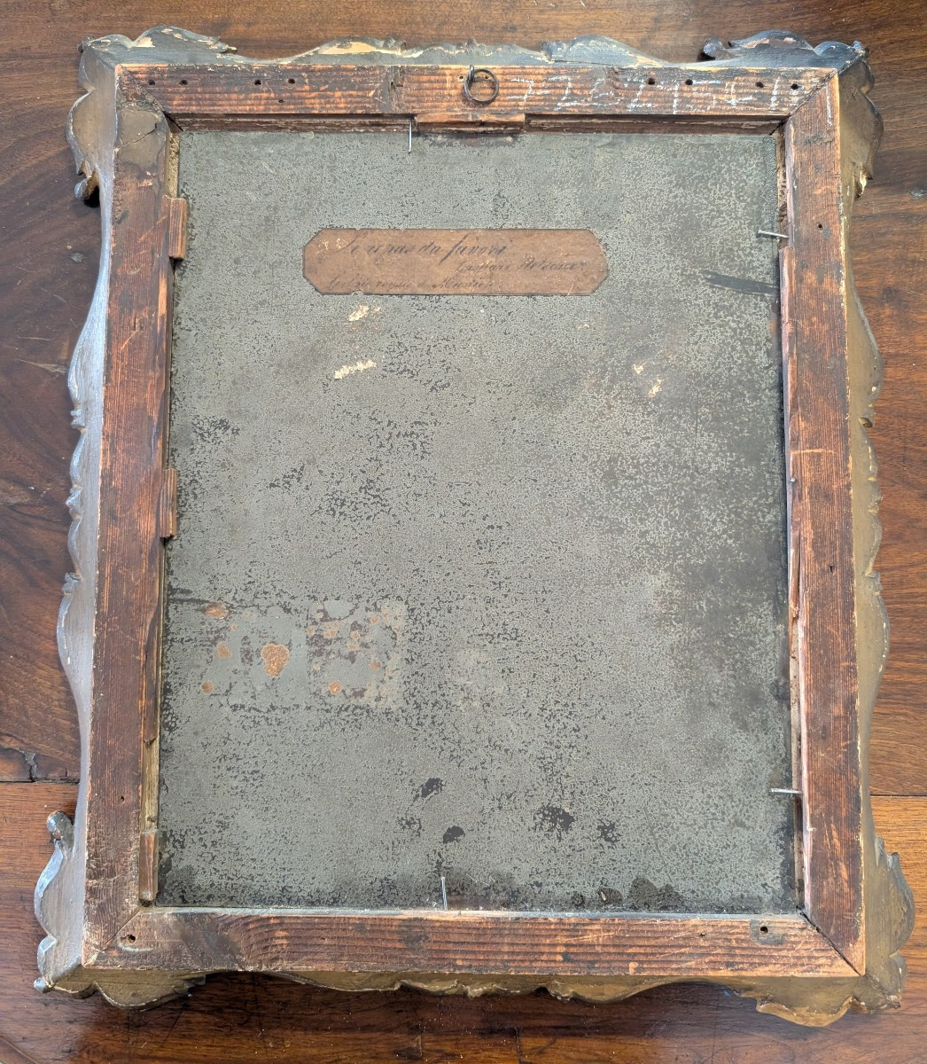 Dipinto olio su metallo con scena di giovane donna e pappagallo, metà XIX secolo-photo-4