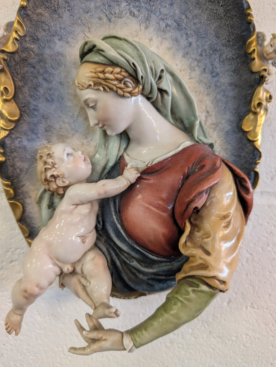 Madonna con Bambino e angeli – ceramica di Giuseppe Cappe – anni ’50-photo-3