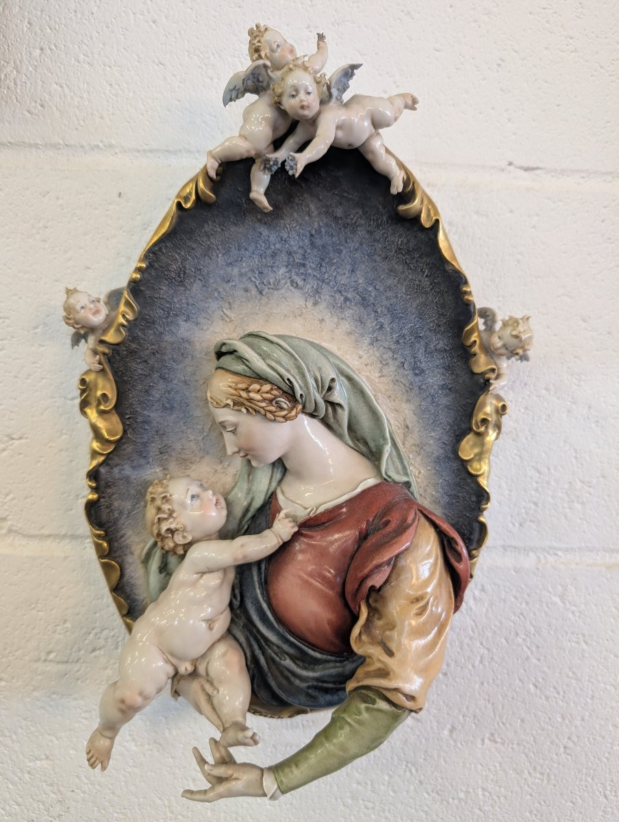Madonna con Bambino e angeli – ceramica di Giuseppe Cappe – anni ’50-photo-5