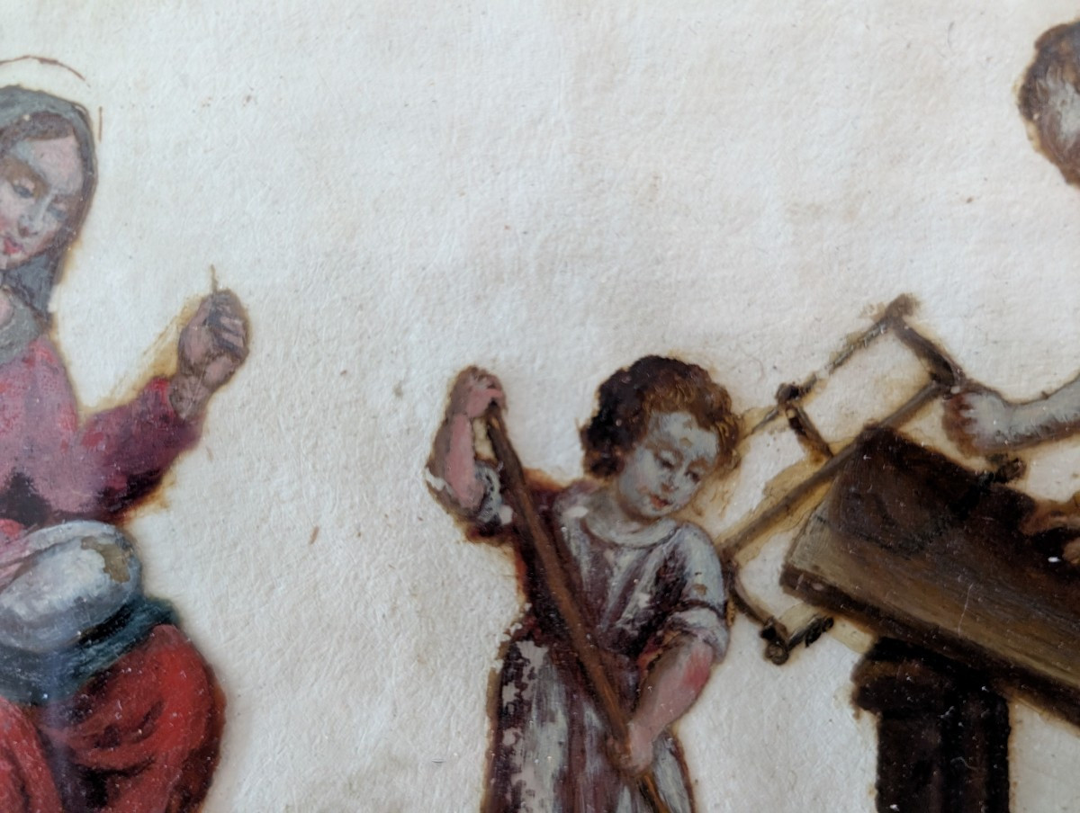 Scena sacra – dipinto ad olio su vetro, fine XVIII secolo-photo-3