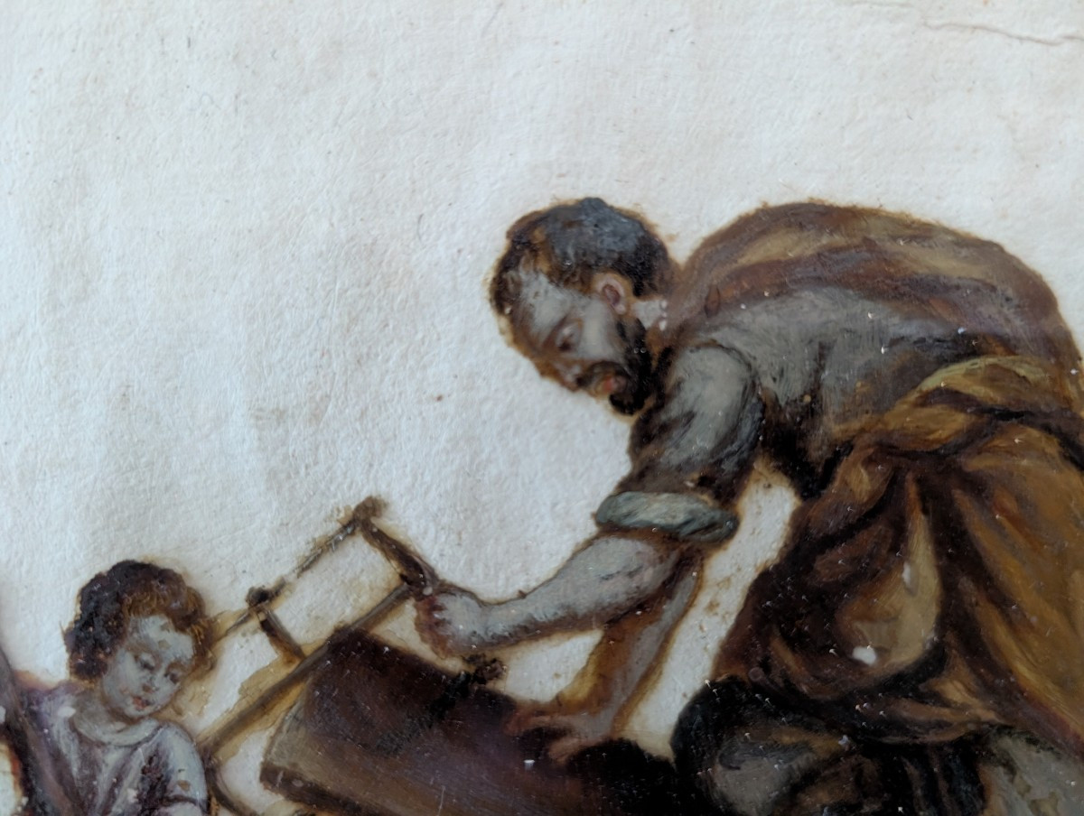 Scena sacra – dipinto ad olio su vetro, fine XVIII secolo-photo-4