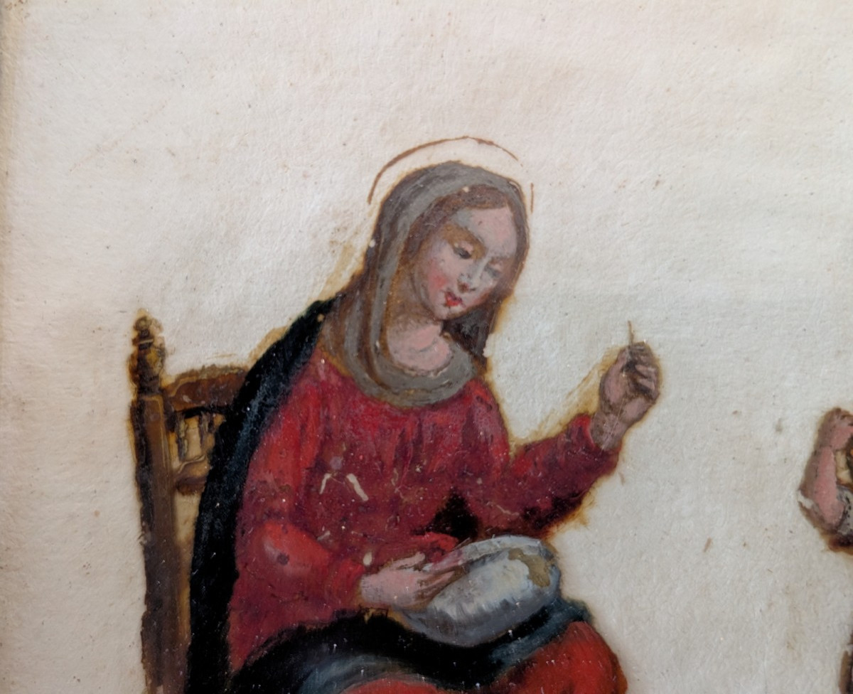 Scena sacra – dipinto ad olio su vetro, fine XVIII secolo-photo-1