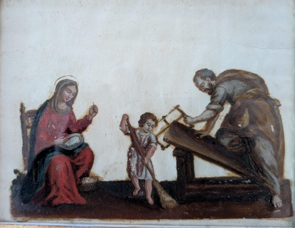 Scena sacra – dipinto ad olio su vetro, fine XVIII secolo