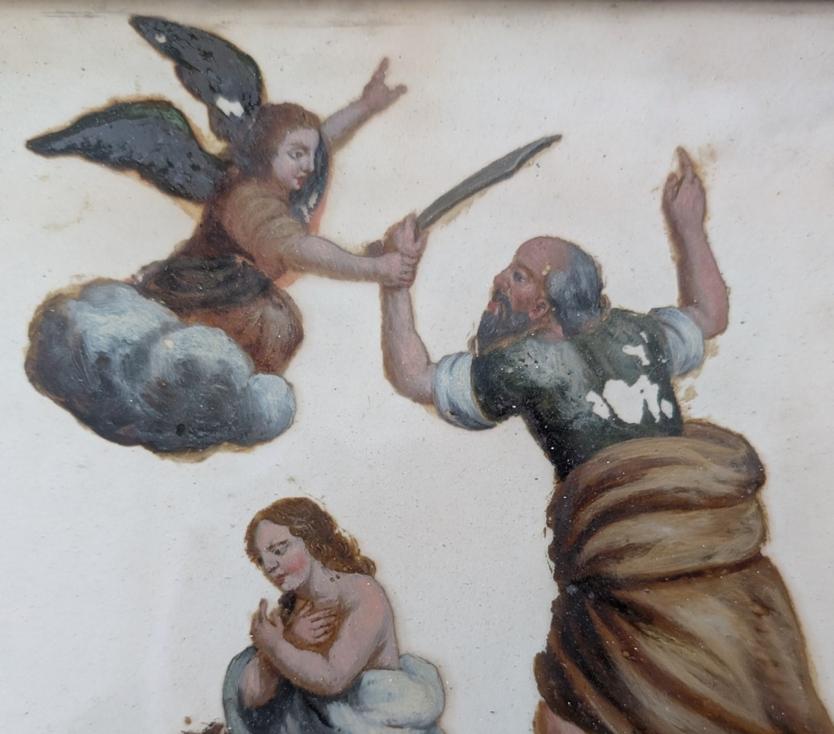 Dipinto olio su vetro raffigurante il Sacrificio di Isacco – fine XVIII secolo-photo-3
