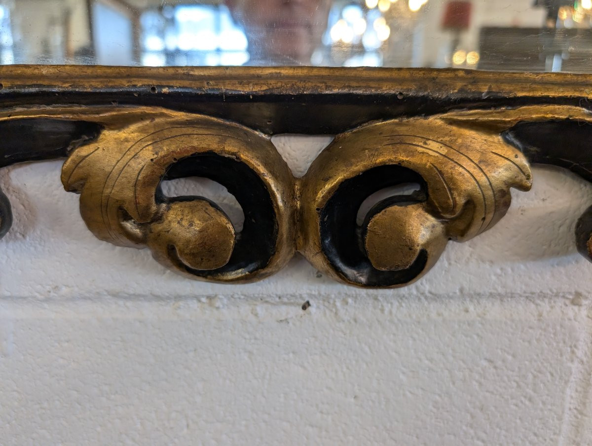 Coppia di specchierine toscane in legno dorato ed ebanizzato, XVIII secolo-photo-2