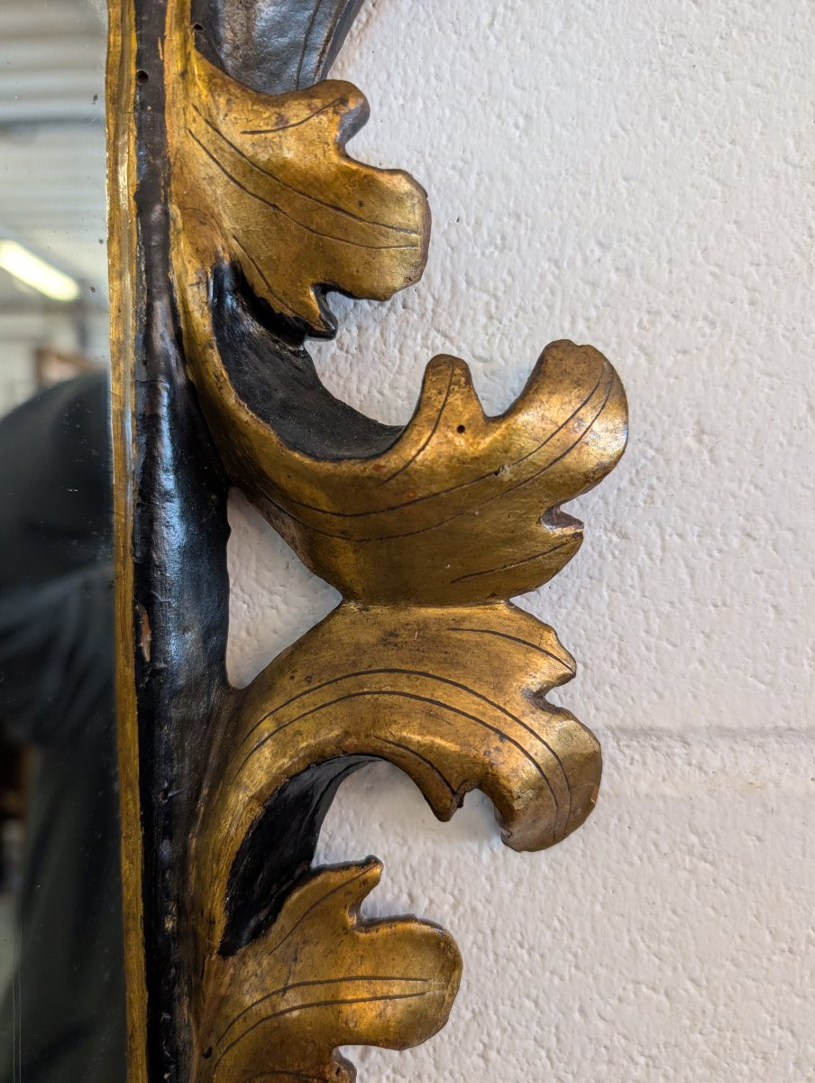Coppia di specchierine toscane in legno dorato ed ebanizzato, XVIII secolo-photo-3