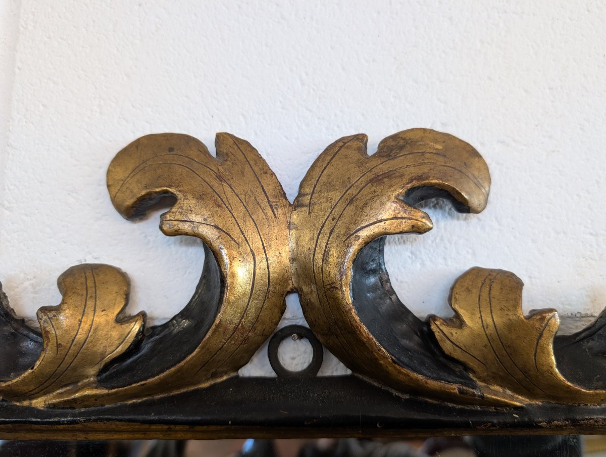 Coppia di specchierine toscane in legno dorato ed ebanizzato, XVIII secolo-photo-4