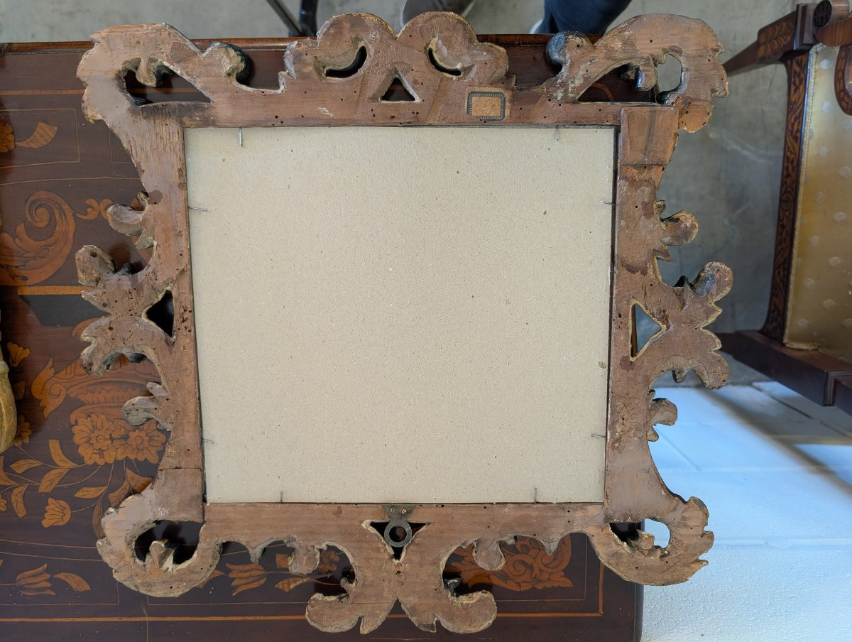 Coppia di specchierine toscane in legno dorato ed ebanizzato, XVIII secolo-photo-6