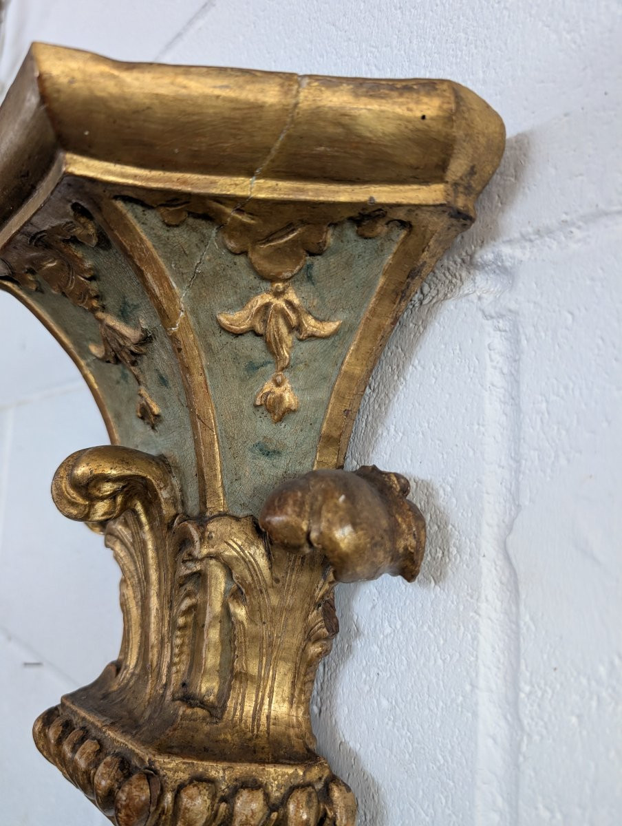 Coppia Mensole Genovesi Luigi XVI Laccate e Dorate XVIII Secolo-photo-2