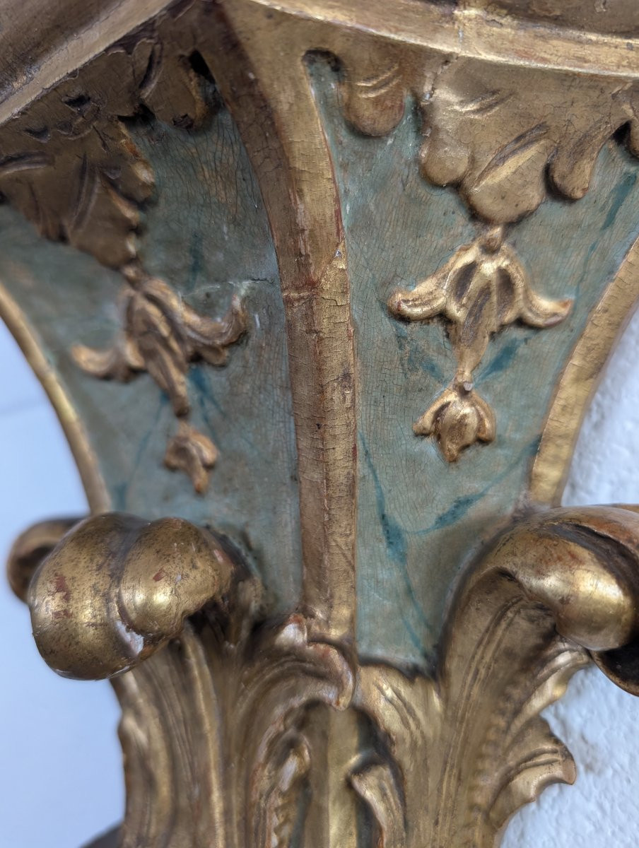 Coppia Mensole Genovesi Luigi XVI Laccate e Dorate XVIII Secolo-photo-3