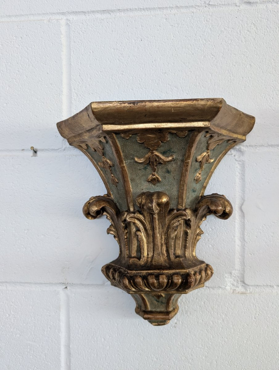 Coppia Mensole Genovesi Luigi XVI Laccate e Dorate XVIII Secolo-photo-2