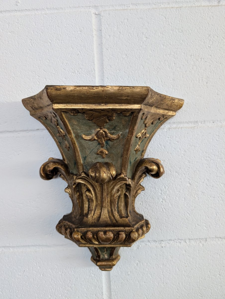 Coppia Mensole Genovesi Luigi XVI Laccate e Dorate XVIII Secolo-photo-3