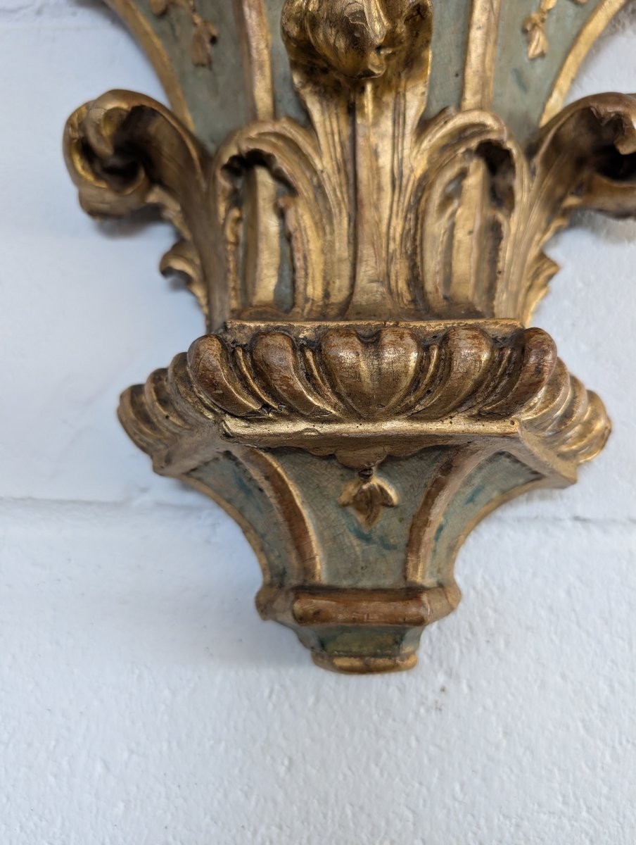 Coppia Mensole Genovesi Luigi XVI Laccate e Dorate XVIII Secolo-photo-4