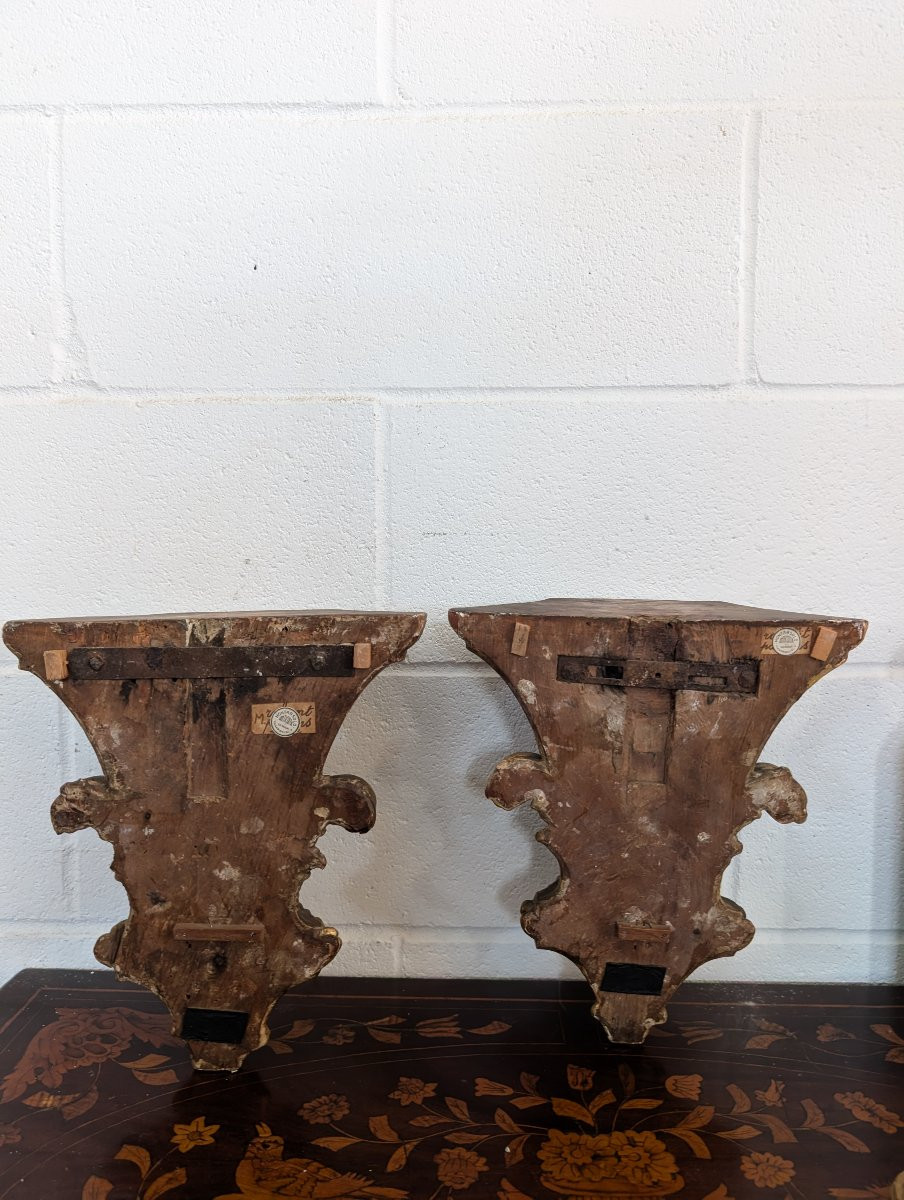 Coppia Mensole Genovesi Luigi XVI Laccate e Dorate XVIII Secolo-photo-6