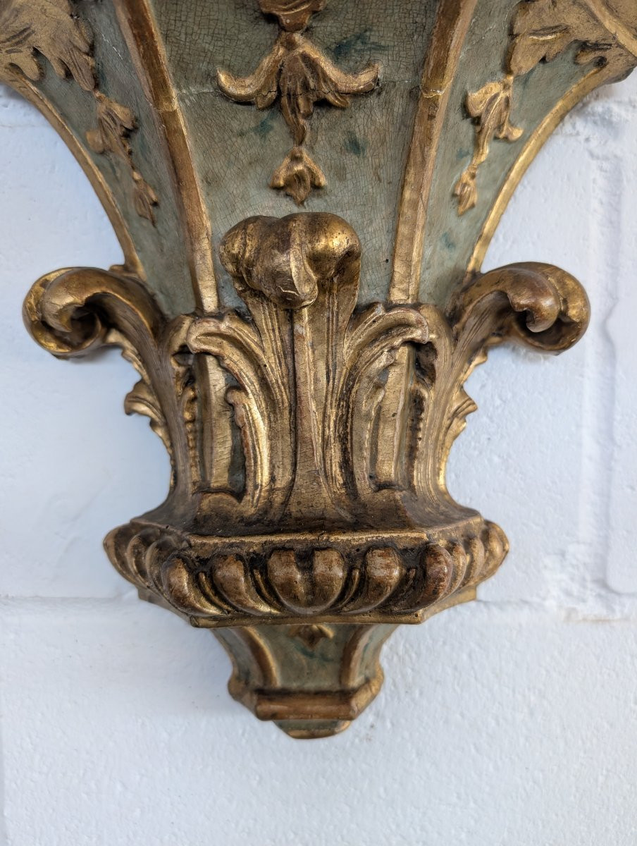 Coppia Mensole Genovesi Luigi XVI Laccate e Dorate XVIII Secolo-photo-8