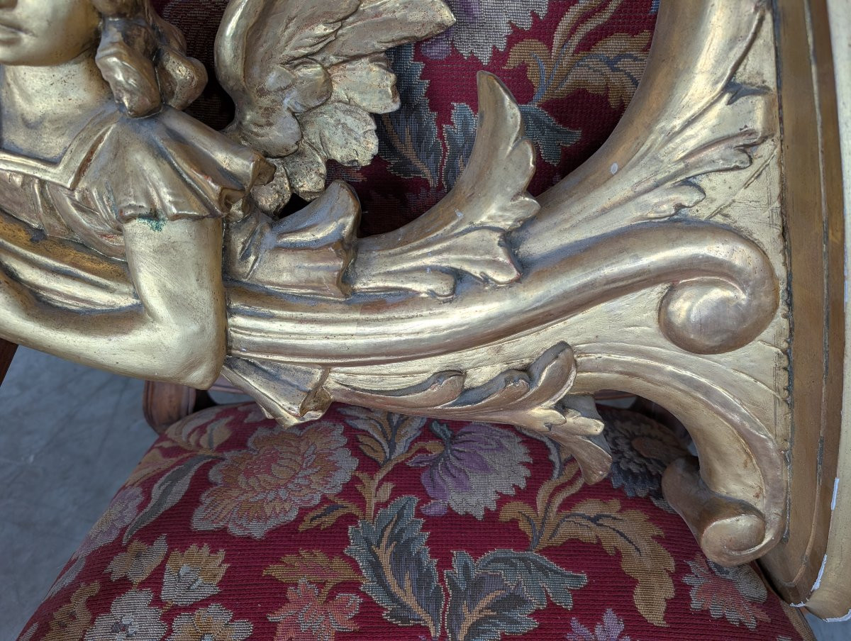 Coppia angeli portacero da muro legno dorato XIX secolo-photo-6