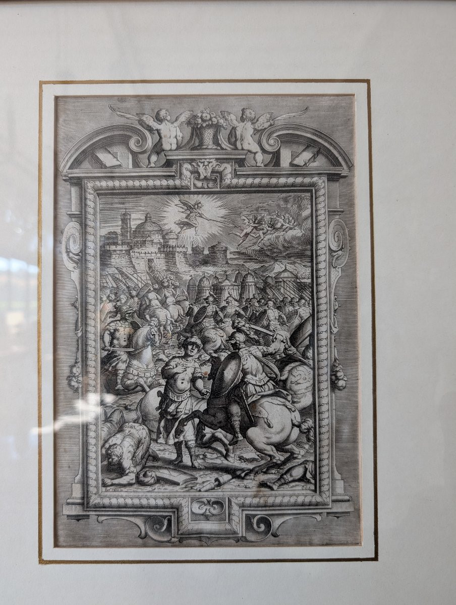 Suite di quattro incisioni dalla Gerusalemme Liberata di Tasso – Bernardo Castello, XVIII secol-photo-2