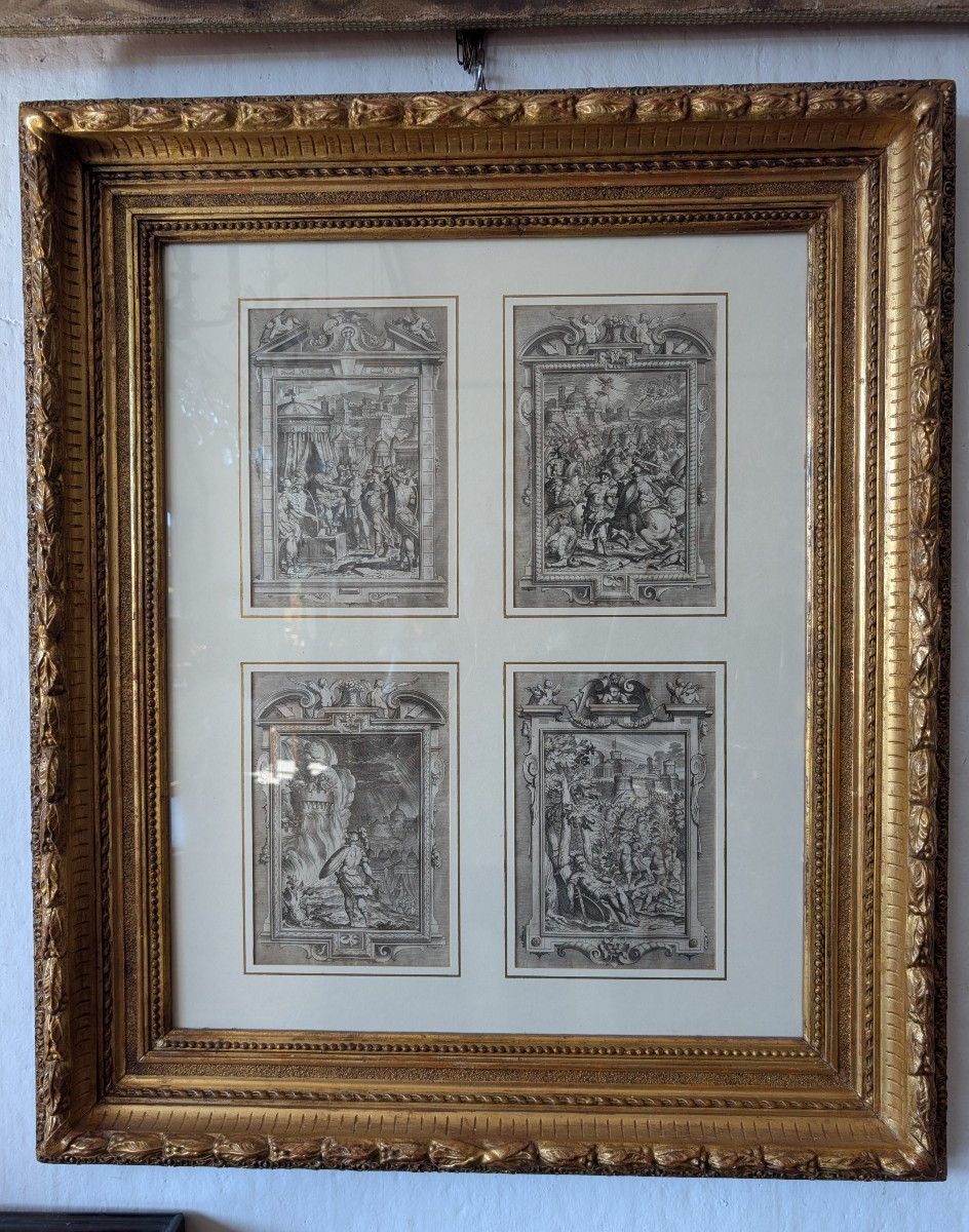 Suite di quattro incisioni dalla Gerusalemme Liberata di Tasso – Bernardo Castello, XVIII secol