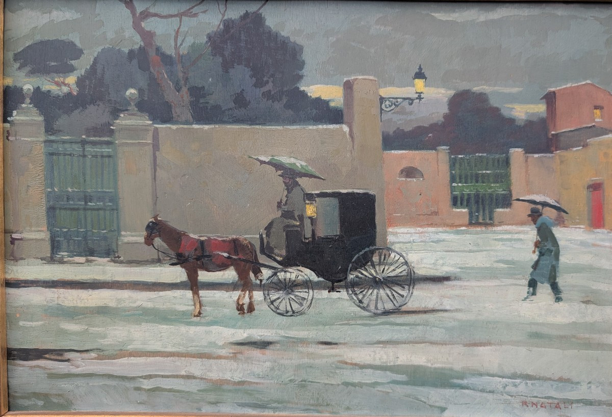 Renato Natali, scena innevata con carrozza, anni ’60-photo-1