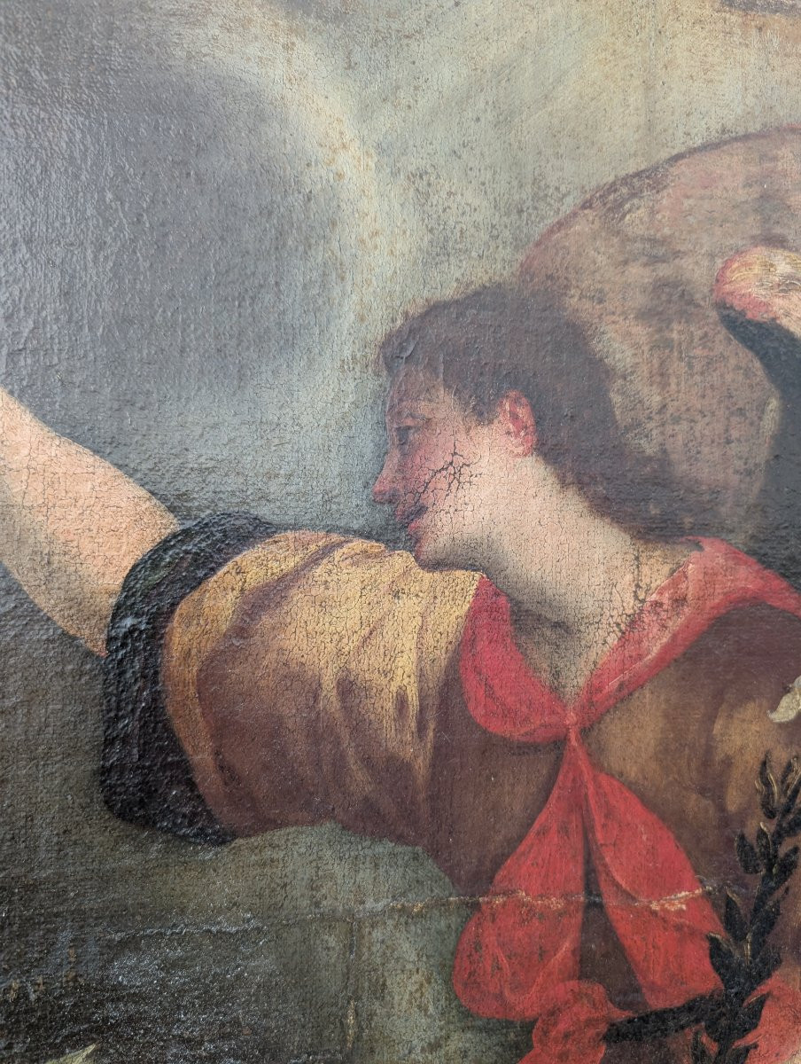 Annunciazione, dipinto olio su tela, fine XVII secolo, cm 78x100-photo-4