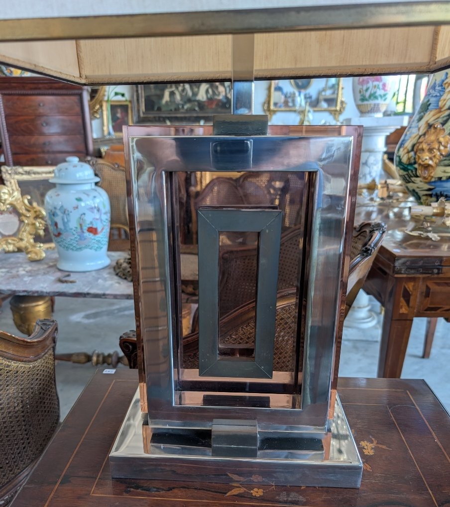 Lampada Da Credenza Romeo Rega In Acciaio, Ottone E Plexiglass – Anni '70-photo-2