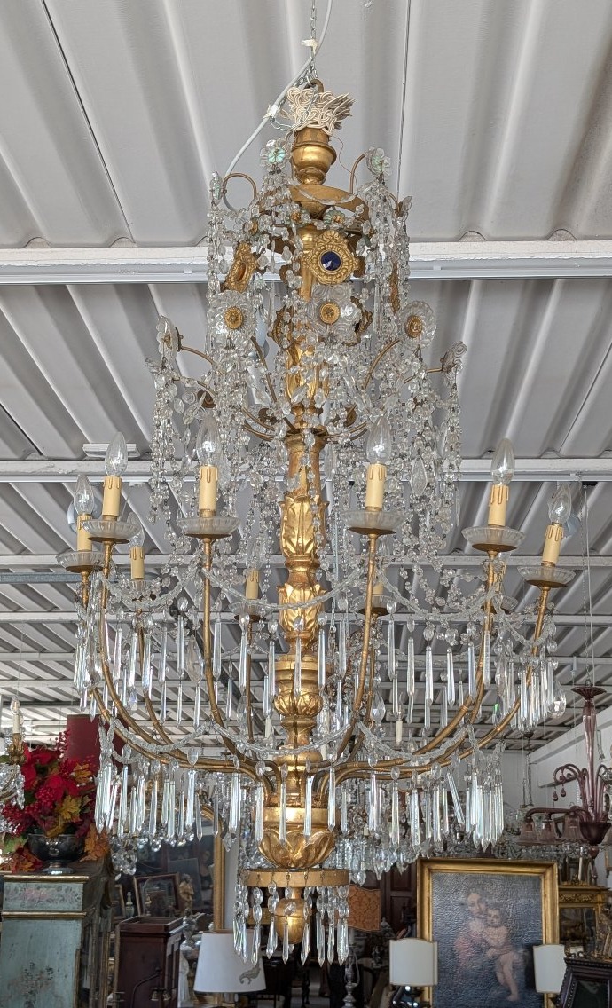 Grande Lampadario Genovese Neoclassico A 10 Luci