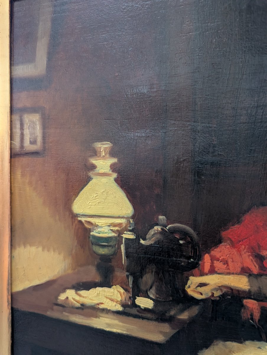 Cafiero Filippelli (1889-1973) – “Cattivi Consigli”, Olio su Tavoletta Anni '30-photo-2