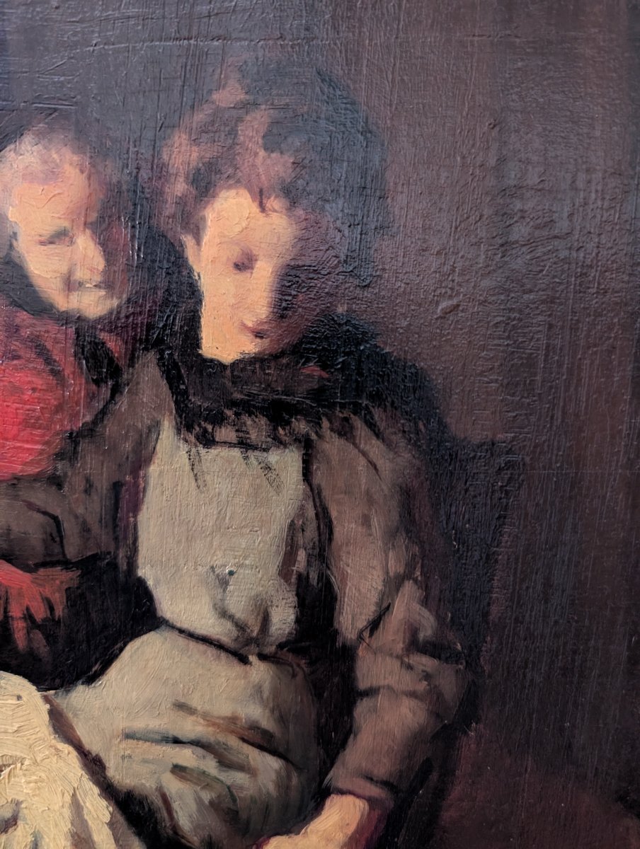 Cafiero Filippelli (1889-1973) – “Cattivi Consigli”, Olio su Tavoletta Anni '30