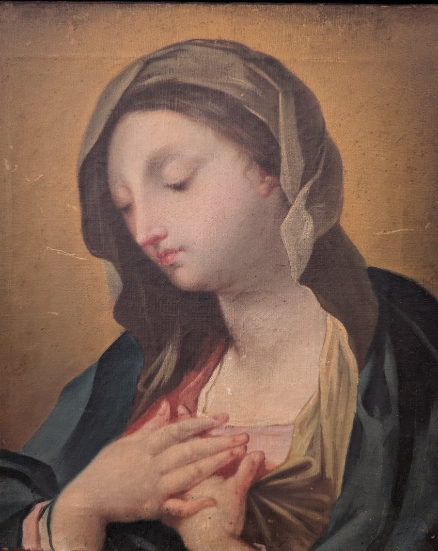 Madonna in Preghiera, Olio su Tela Fine XVIII Secolo-photo-2
