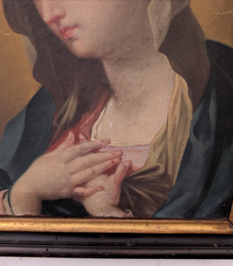 Madonna in Preghiera, Olio su Tela Fine XVIII Secolo-photo-3