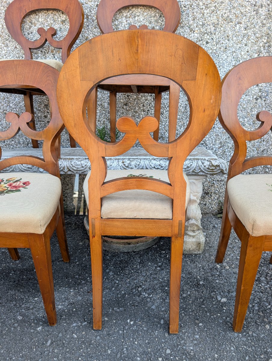 Suite di 6 Sedie Biedermeier in Noce Biondo – Austria, XIX Secolo-photo-2